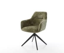 DELIFE Draaistoel Pejo-Flex chenille olijfgroen kruisframe breed zwart...