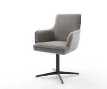 DELIFE Draaistoel Heira-Flex met armleuning bouclé zilver grijs kruisp...