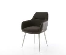 DELIFE Eetkamerstoel Pejo-Flex materiaalmix zwart 4-poot conisch roest...