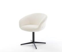 DELIFE Draaistoel Vinka-Flex met armleuning bouclé wit kruispoot zwart...