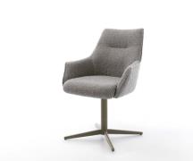 DELIFE Draaistoel Alja-Flex met armleuning bouclé zilver grijs kruispo...