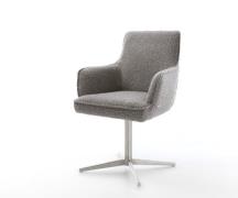 DELIFE Draaistoel Heira-Flex met armleuning bouclé zilver grijs kruisp...