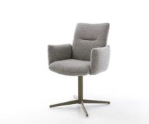 DELIFE Draaistoel Jova-Flex met armleuning bouclé zilver grijs kruispo...