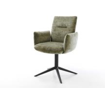 DELIFE Draaistoel Jova-Flex met armleuning chenille olijfgroen kruispo...