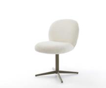 DELIFE Draaistoel Nube-Flex bouclé wit kruispoot afwerking met titaniu...