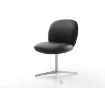 DELIFE Draaistoel Nube-Flex echt leer zwart kruispoot roestvrij staal ...