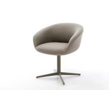 DELIFE Draaistoel Vinka-Flex met armleuning echt leer mud kruispoot af...