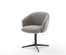 DELIFE Draaistoel Caja-Flex met armleuning bouclé zilver grijs kruispo...