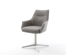 DELIFE Draaistoel Alja-Flex met armleuning bouclé zilver grijs kruispo...