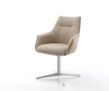 DELIFE Draaistoel Alja-Flex met armleuning materiaalmix mud kruispoot ...