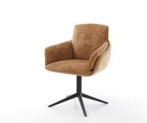 DELIFE Draaistoel Luan-Flex met armleuning chenille Roest kruispoot zw...