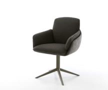 DELIFE Draaistoel Luan-Flex met armleuning materiaalmix zwart kruispoo...