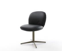 DELIFE Draaistoel Nube-Flex echt leer zwart kruispoot afwerking met ti...