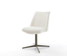 DELIFE Draaistoel Elso-Flex bouclé wit kruispoot afwerking met titaniu...