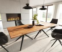DELIFE Eettafel Edge 240x100 acacia natuur Estelar rond metaal zwart L...