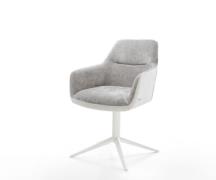 DELIFE Draaistoel Pejo-Flex materiaalmix echt leer wit-zilver grijs kr...