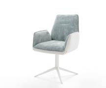 DELIFE Draaistoel Zoa-Flex materiaalmix echt leer wit-pastelblauw krui...