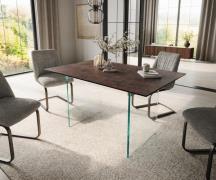 DELIFE Eettafel Edge 140x90 glas antiek-bruin frame glas