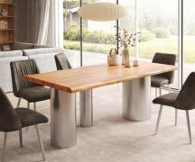 DELIFE Eettafel Edge 200x100 XL acacia natuur Troa RVS geborsteld Live...