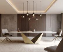 DELIFE Eettafel Edge 300x100 keramiek  Minas Melange wit-beige  Prisma...