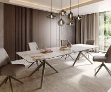 DELIFE Eetkamertafel Edge 300x100 keramiek Minas Melange wit-Beige Est...