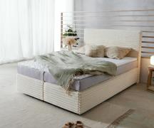 DELIFE Boxspringbed Dream-Well pluche corduroy beige 140x200 cm TFK ma...