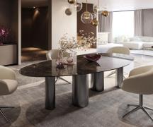 DELIFE Eetkamertafel Edge ovaal 280x130 keramiek Laminam®Emperador Ext...