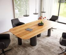 DELIFE Eettafel Edge Boot 240x120x2,5-3 eiken natuur Pilier metaal zwa...