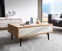 DELIFE Salontafel Kleo 80x60 cm acacia natuur 2 laden schuin onderstel...