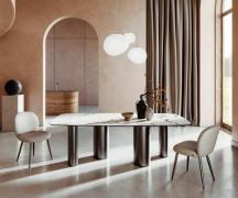 DELIFE Eetkamertafel Edge Boot 240x120 keramiek Calacatta Luxe wit-Gol...