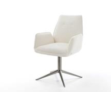 DELIFE Draaistoel Zoa-Flex bouclé wit kruispoot grafiet 360° draaibaar...