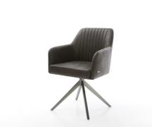 DELIFE Draaistoel Greg-Flex microvelours antraciet vintage kruisframe ...