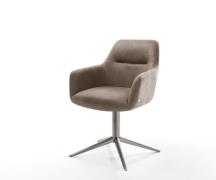 DELIFE Draaistoel Pejo-Flex microvelours taupe vintage kruispoot grafi...