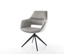 DELIFE Draaistoel Yago-Flex met armleuning fluweel grijs kruisframe br...