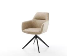 DELIFE Draaistoel Pejo-Flex microvelours beige vintage kruisframe bree...