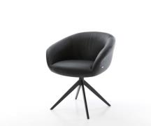 DELIFE Draaistoel Vinka-Flex met armleuning echt leer zwart kruisframe...