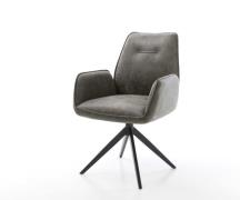 DELIFE Draaistoel Zoa-Flex microvelours grijs antiek kruisframe breed ...