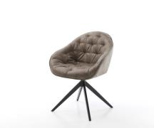 DELIFE Draaistoel Gaio-Flex microvelours taupe vintage kruisframe bree...