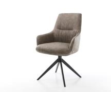 DELIFE Draaistoel Zelia-Flex met armleuning microvelours taupe vintage...