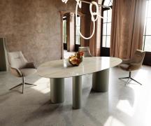 DELIFE Eettafel Edge Oval 220x120 keramiek  Iris FMG Onice Oro Troa me...