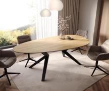 DELIFE Eetkamertafel Edge ovaal 220x120 keramiek Laminam® Sabbia eiken...