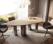 DELIFE Eetkamertafel Edge ovaal 220x120 keramiek Laminam® Sabbia eiken...
