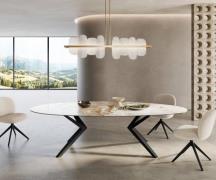 DELIFE Eetkamertafel Edge ovaal 280x130 keramiek Minas Melange wit-Bei...