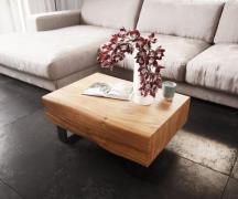 DELIFE Salontafel New Live-Edge 80x60 cm acacia natuur 2 schuifladen K...