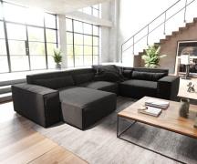 DELIFE Woonkamerlandschap Sirpio 300x210 cm microvezel Zwart recamiere...