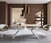 DELIFE Eettafel Edge 200x100 keramiek  Laminam® Travertino Bianco Crem...