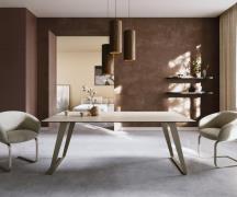 DELIFE Eettafel Edge 200x100 keramiek  Laminam® Travertino Bianco Crem...