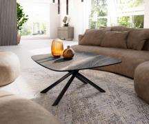 DELIFE Salontafel Edge Boot 90x90 cm keramiek Laminam® Noir Desir brui...