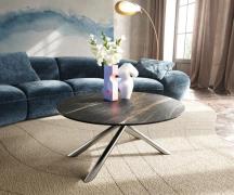 DELIFE Salontafel Edge rond 90x90 cm keramiek Laminam® Noir Desir brui...