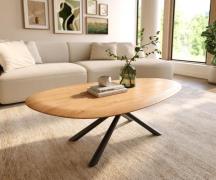 DELIFE Salontafel Edge Oval 140x75 cm Eiken Naturel ronde rand Sarity ...